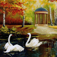 Схема вышивки «Два лебедя»