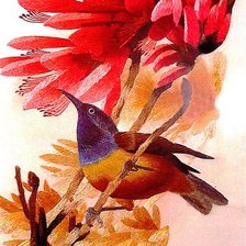 Схема вышивки «птица на ветке»