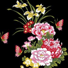 Схема вышивки «цветы и бабочки»