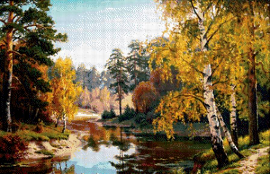 тихая речка - природа, осень, река, лес, пейзаж - предпросмотр