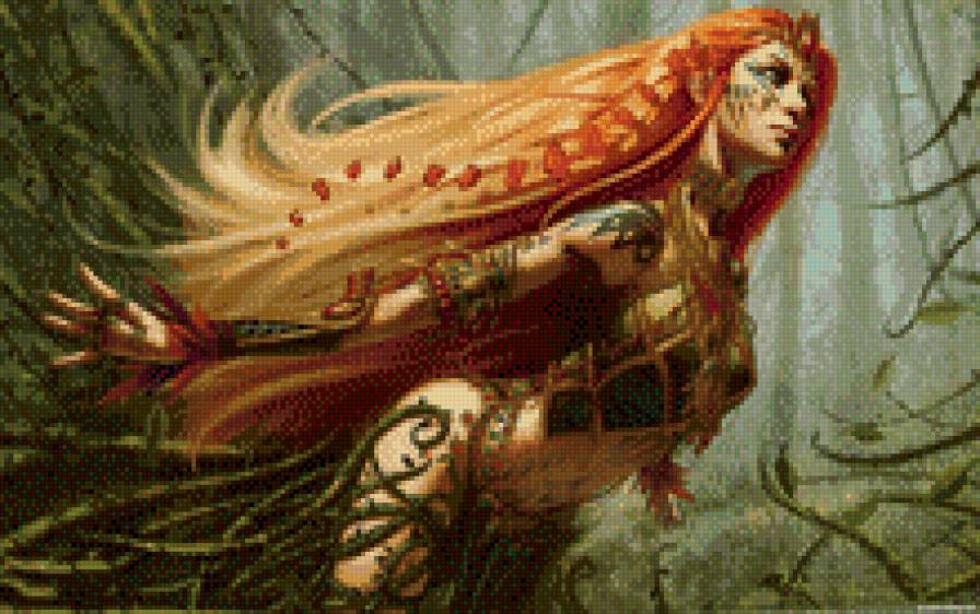 эльфийка, лес - фэнтэзи - предпросмотр