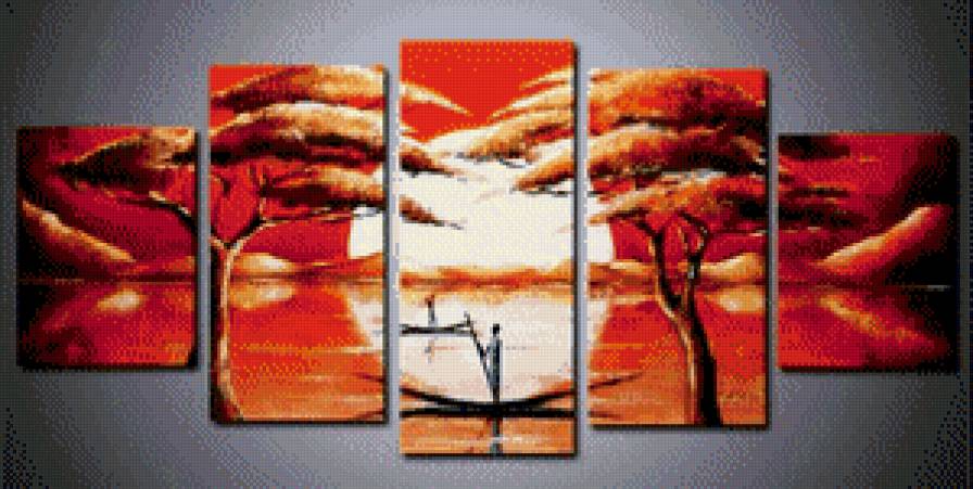 полиптих африка - закат, полиптих, африка - предпросмотр