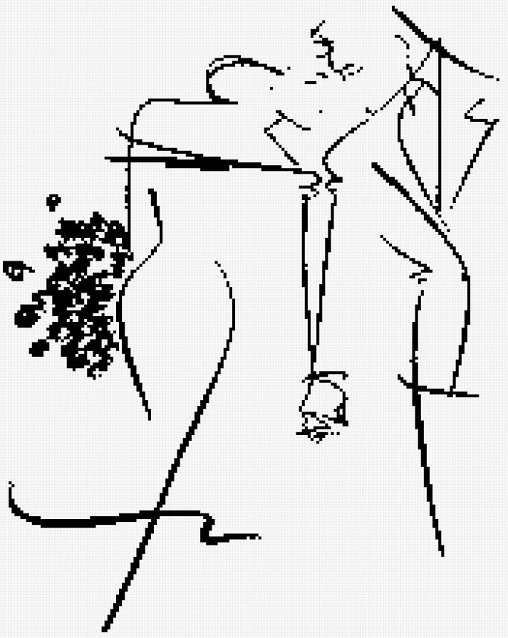 Пара - влюбленные, пара, контур - предпросмотр