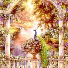 Схема вышивки «Павлин в саду»