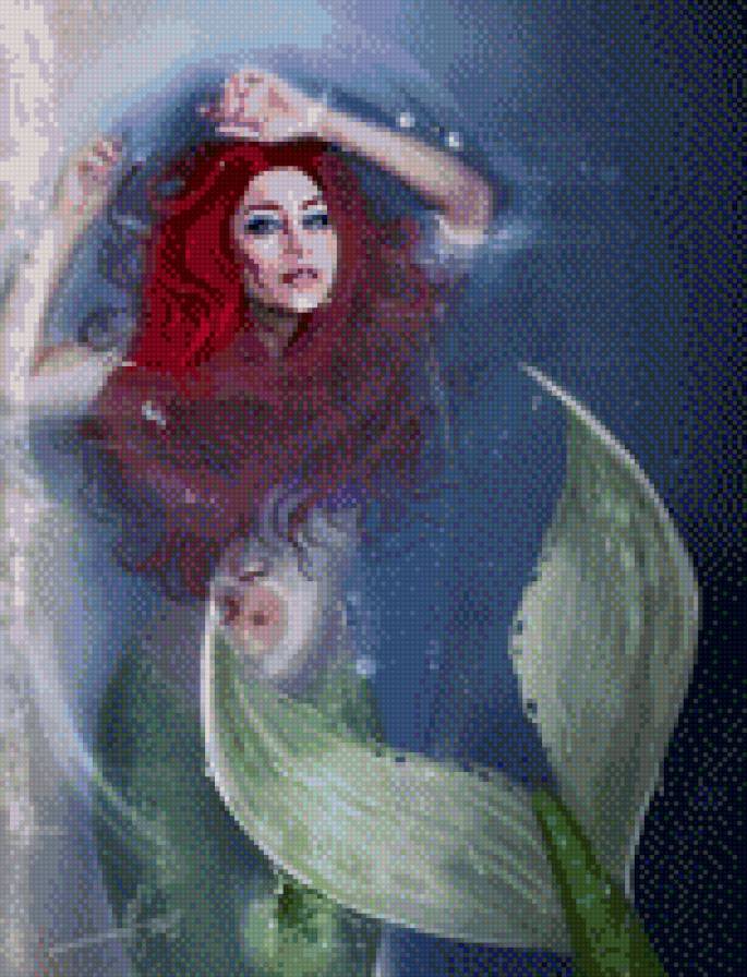 рыжеволосая русалка - море, девушка, русалка - предпросмотр