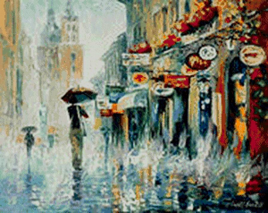 №556808 - люди, город, дождь, архитектура, вечер - предпросмотр