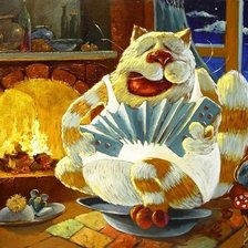 Схема вышивки «кот с баяном»