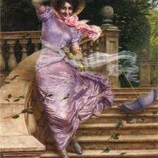 Схема вышивки «девушка и ветер»