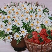 Схема вышивки «ромашки и клубника»