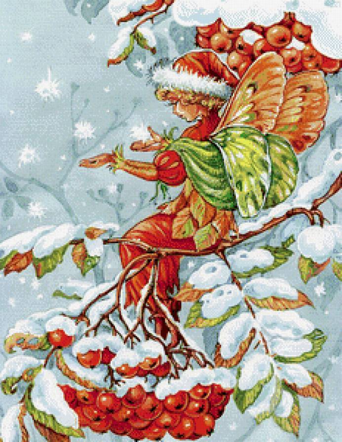 Мальчик-фей - ягоды, феи, зима.снег, дети - предпросмотр