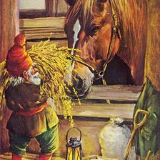 Схема вышивки «гномик и лошадь»