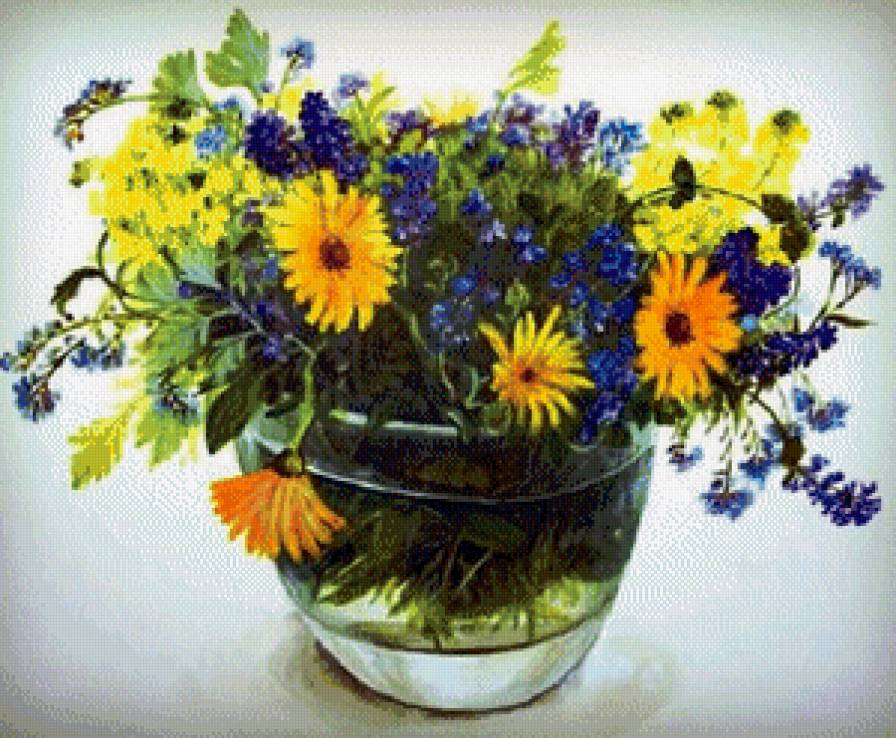 полевые цветы - ваза, цветы - предпросмотр