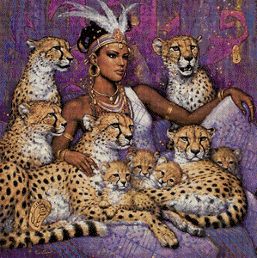 Девушка - девушка, леопард, женщина, кошка - предпросмотр