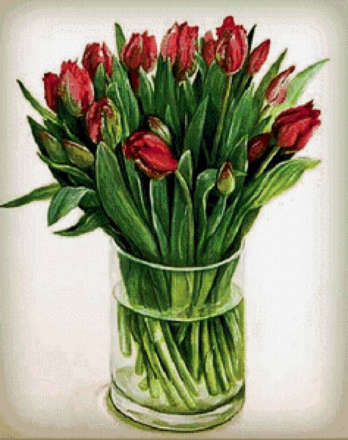 тюльпанчики - ваза, цветы, тюльпаны - предпросмотр