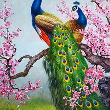 Схема вышивки «Два павлина»