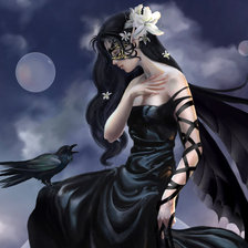 Схема вышивки «Девушка и ворон»