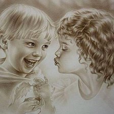 Схема вышивки «дети монохром»