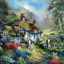 Схема вышивки «домик лето 2»