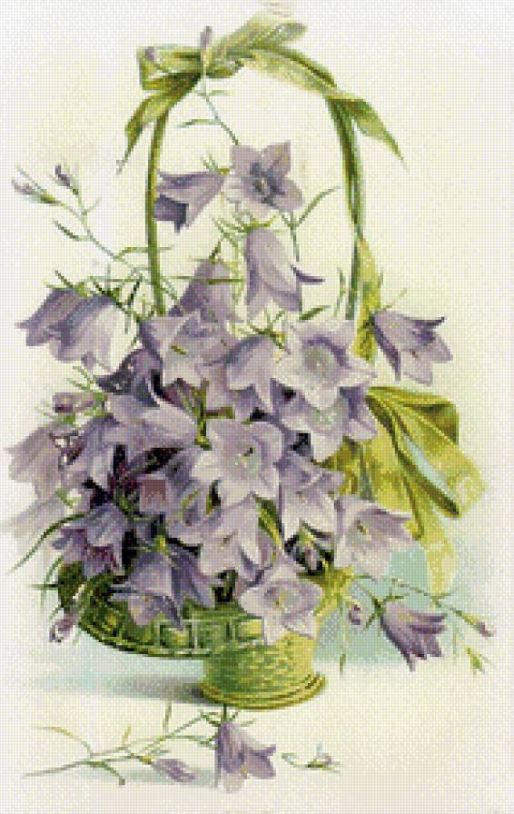 колокольчики - колокольчики, корзинка, букет, картина, цветы - предпросмотр