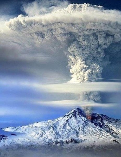 Извержение - извержение, вулкан, гора, зима - оригинал