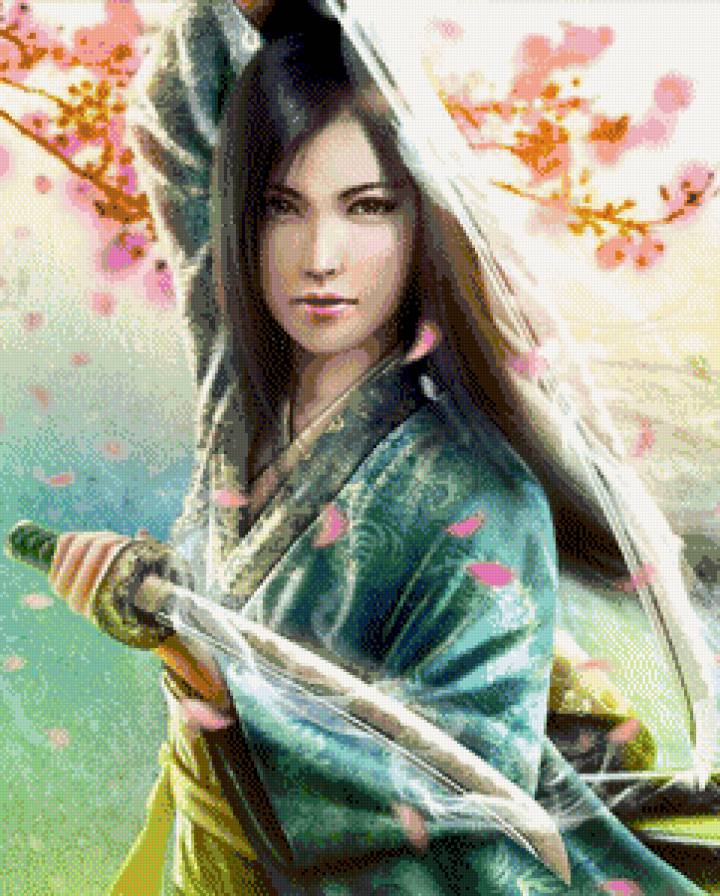 №560030 - восток, девушка, воин, оружие, портрет - предпросмотр