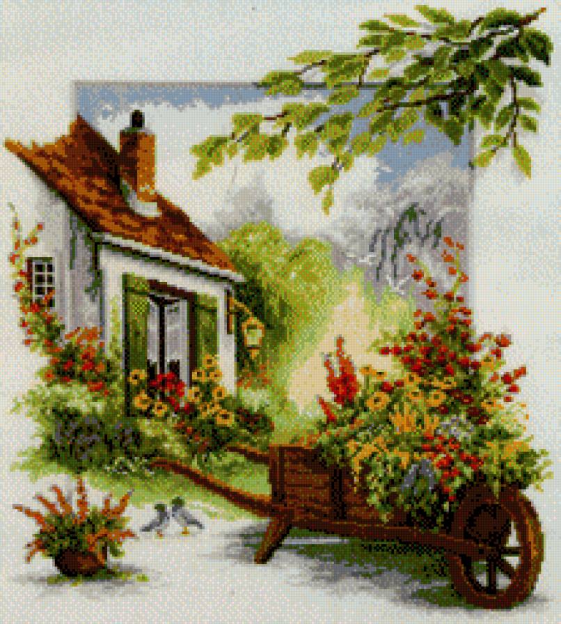 Домик в цветах - домик - предпросмотр