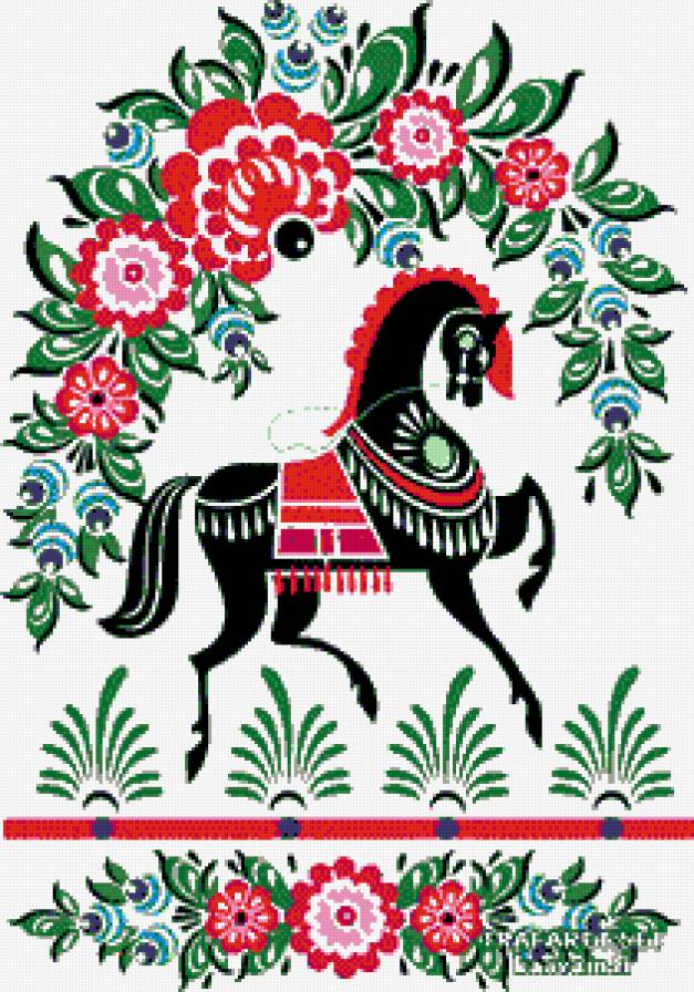 Узор 7 - цветы, лошади, узоры - предпросмотр