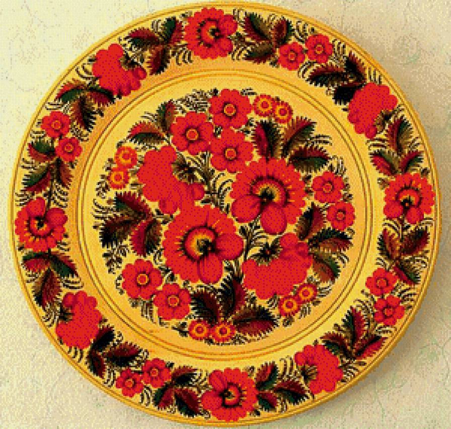 Подушка - цветы, роспись - предпросмотр