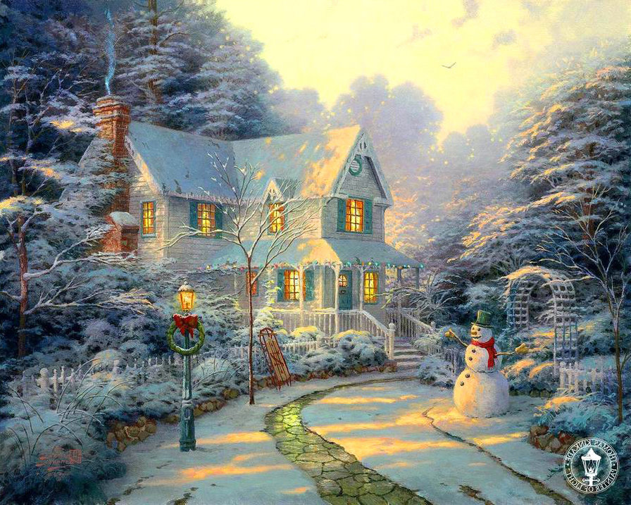 зимний домик 3 - зима, сугроб, снег, рождество, дом, домик - оригинал