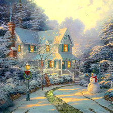 Схема вышивки «зимний домик 3»