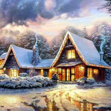 Схема вышивки «зимний домик 4»