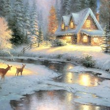 Схема вышивки «зимний домик 6»