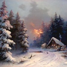 Схема вышивки «зимний домик 9»