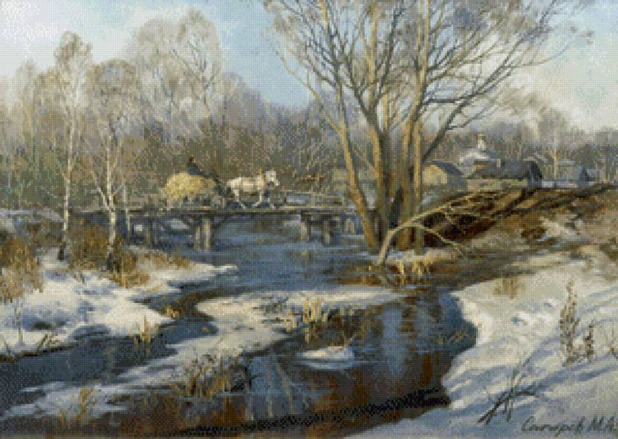 михаил сатаров 6 весеннее настроение - пейзаж, природа, река, михаил сатаров, весна, картина,  - предпросмотр