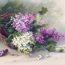 Схема вышивки «натюрморт ветки сирени»
