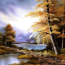 Схема вышивки «лесное озеро»