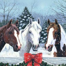 Схема вышивки «лошадиное трио»