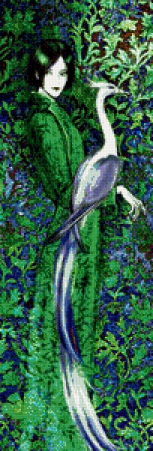 пано девушка с птицей - птицы, пано, девушка - предпросмотр