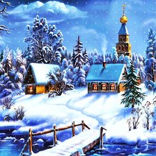 Схема вышивки «зимняя деревушка»