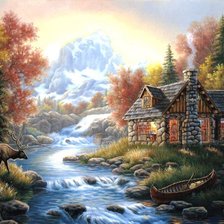 Схема вышивки «горный пейзаж»