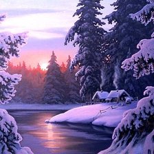 Схема вышивки «Рассвет зимой»