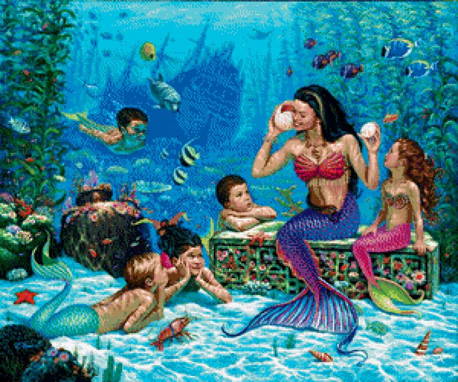 русалки - подводный мир, русалки, сказка, пейзаж - предпросмотр