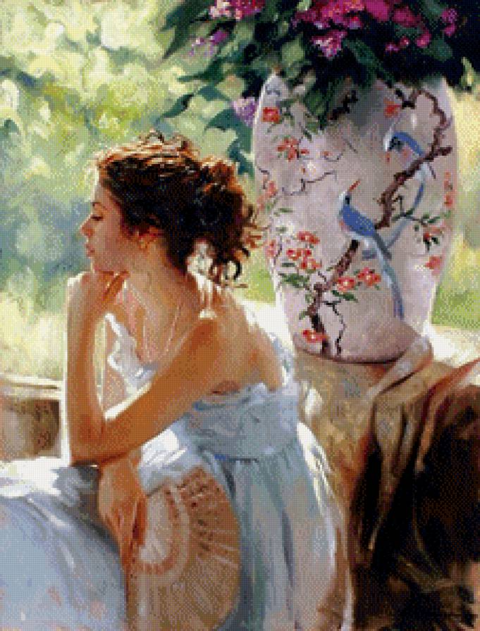 Девушка с веером - предпросмотр