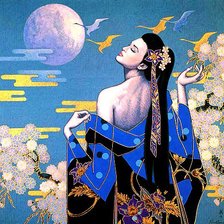 Схема вышивки «пано с девушкой»