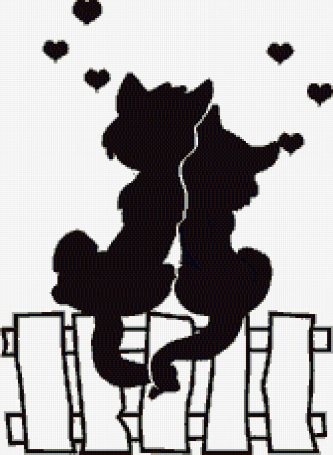 Кошачья любовь - коты, животные, монохром - предпросмотр