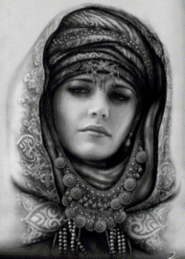 Девушка Востока - девушка, красавица, монохром, восток - предпросмотр