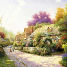 Схема вышивки «Thomas Kinkade, английская деревушка»