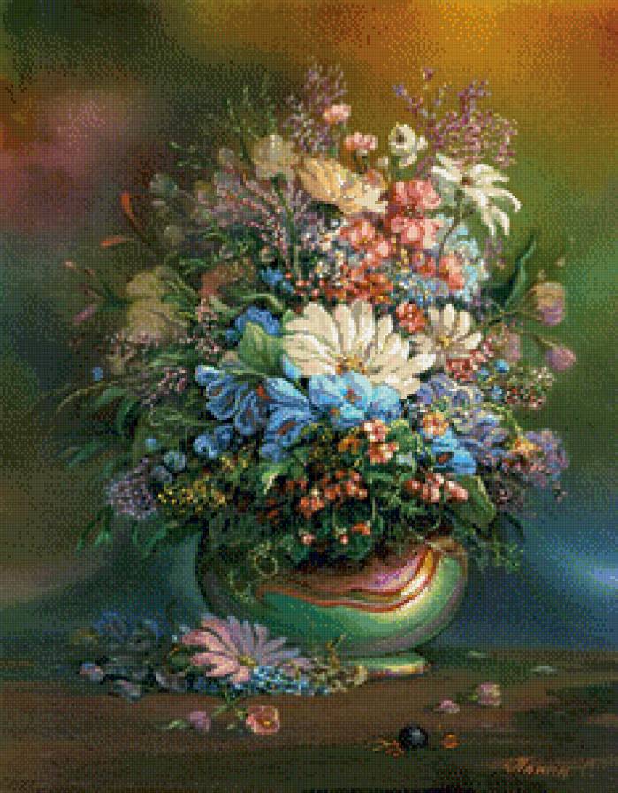 Букет ассорти - натюрморт, цветы, букет, ваза - предпросмотр