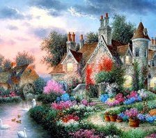 Схема вышивки «Живописный замок»