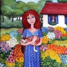 Схема вышивки «Домик в цветах»